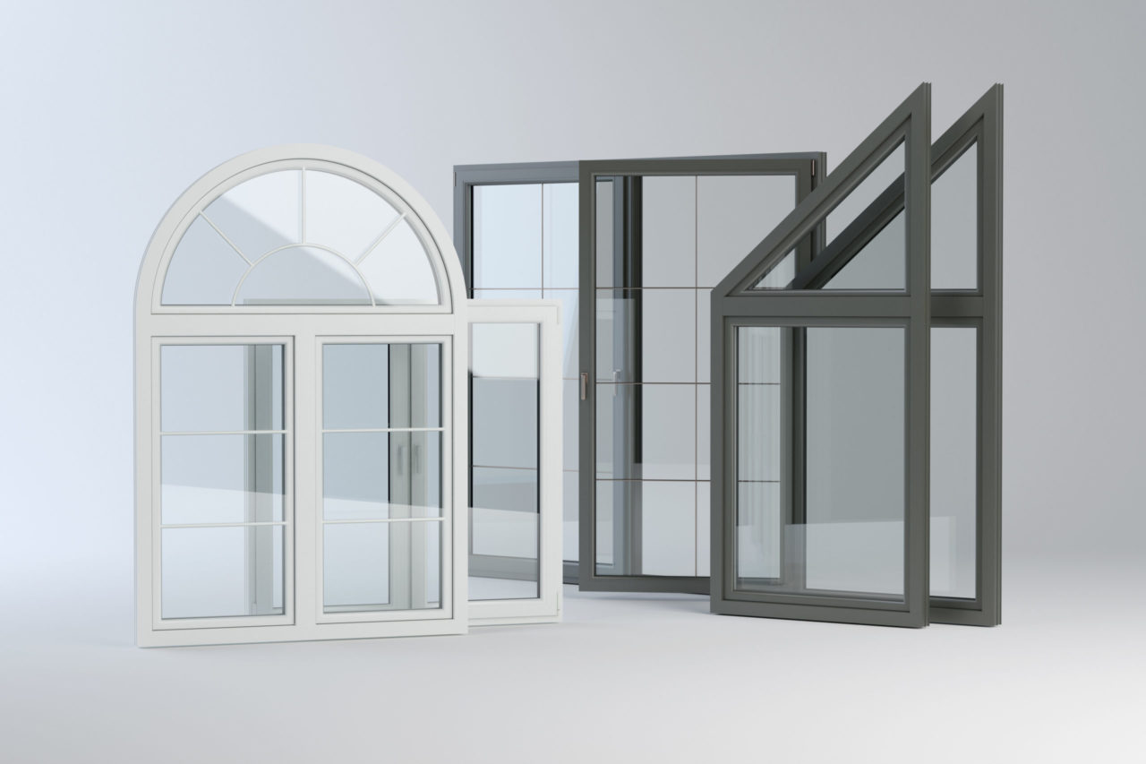 Plastic windows collection, 3D illustration